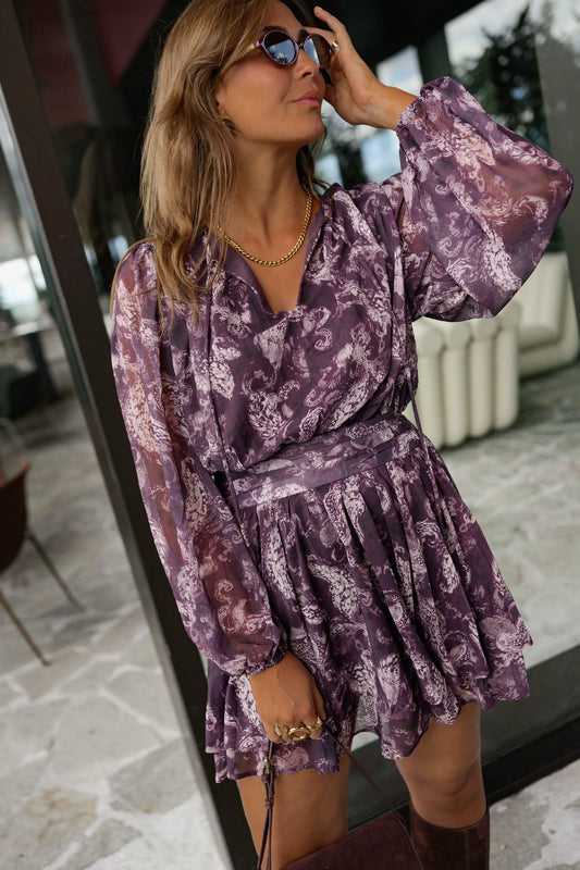 Mauve Patterned Rosalyn Dress