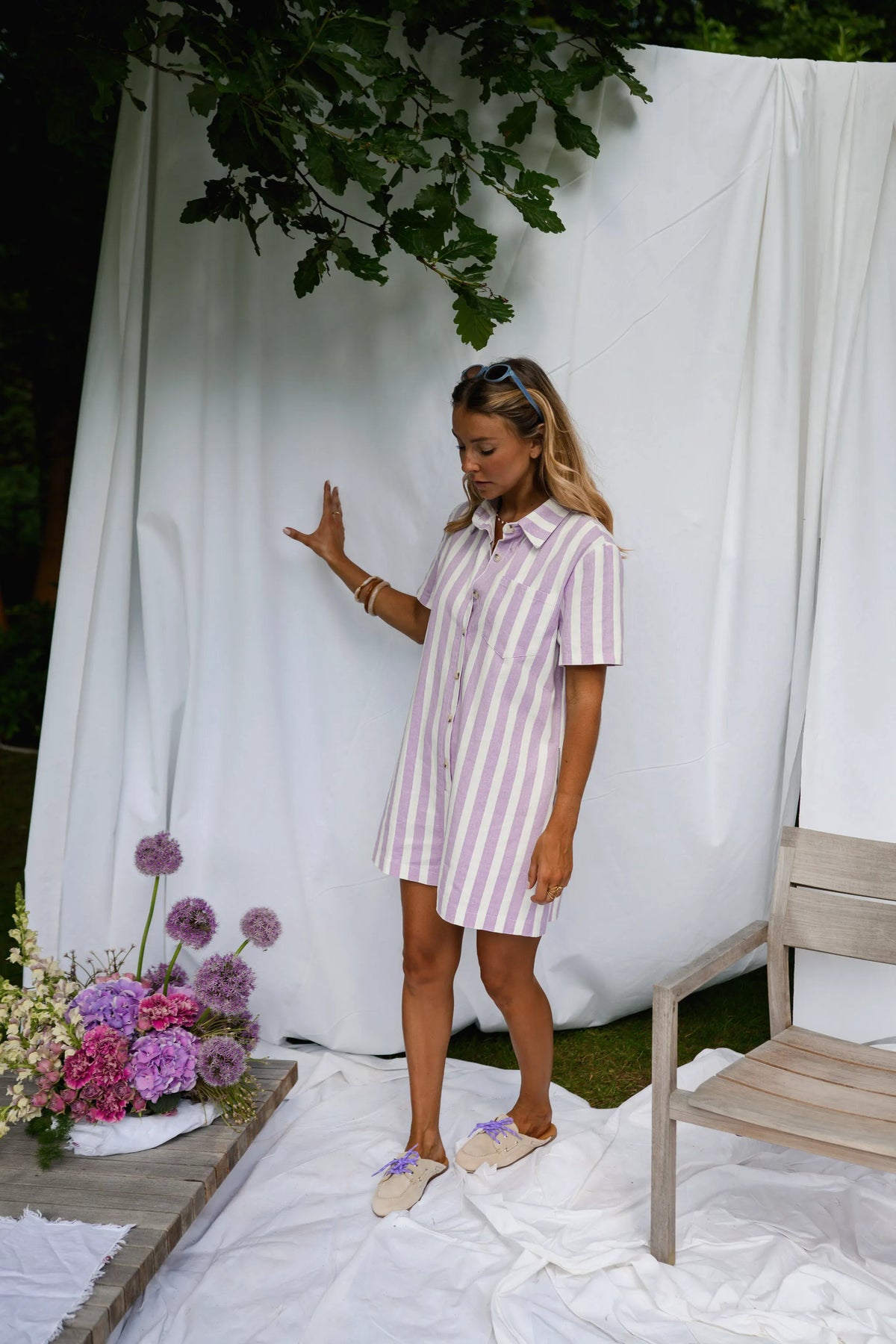 Mauve Striped Mariela Romper