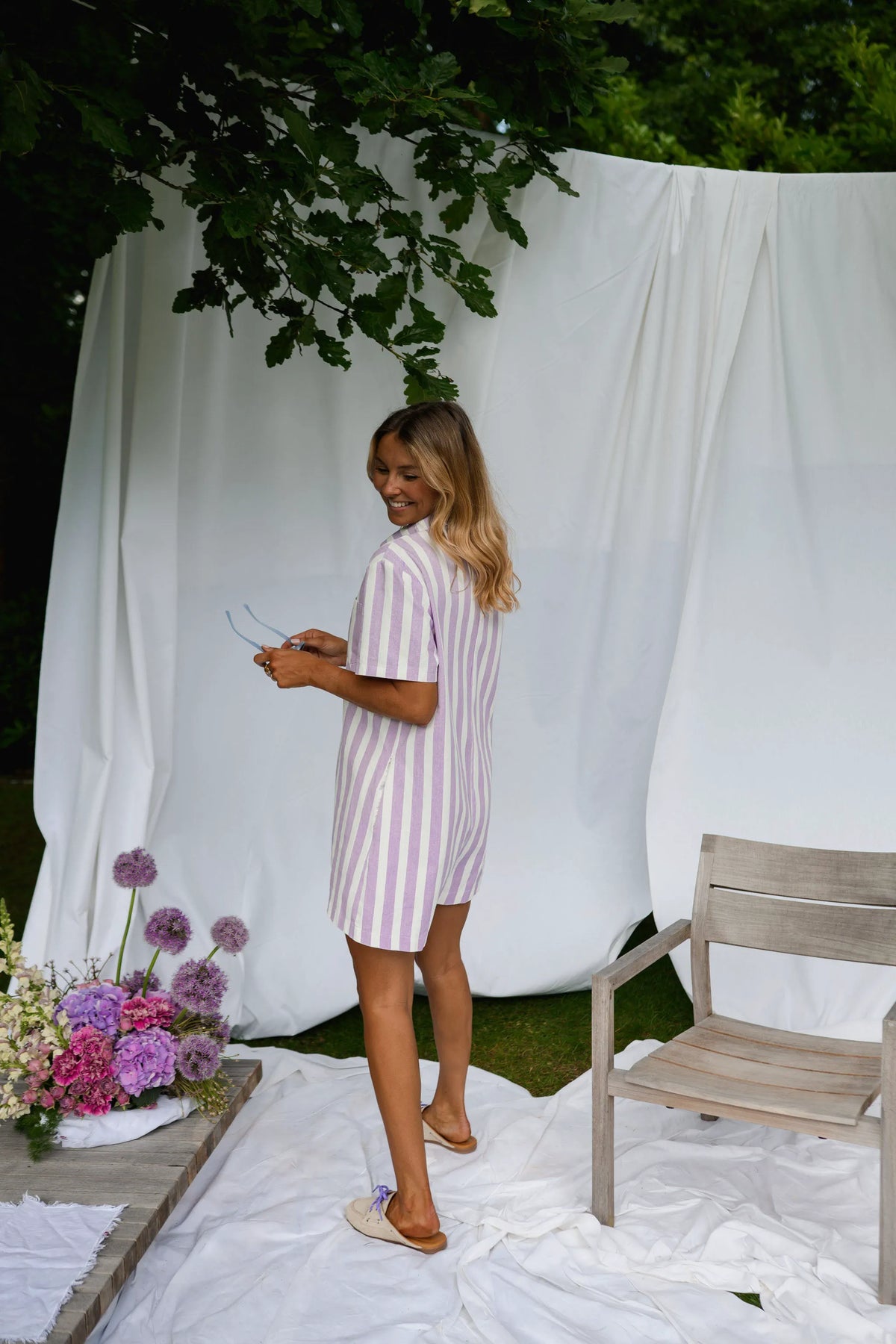 Mauve Striped Mariela Romper