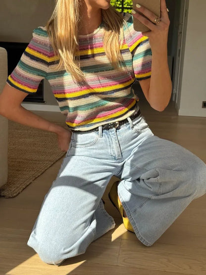 Striped Crochet Malia Blouse